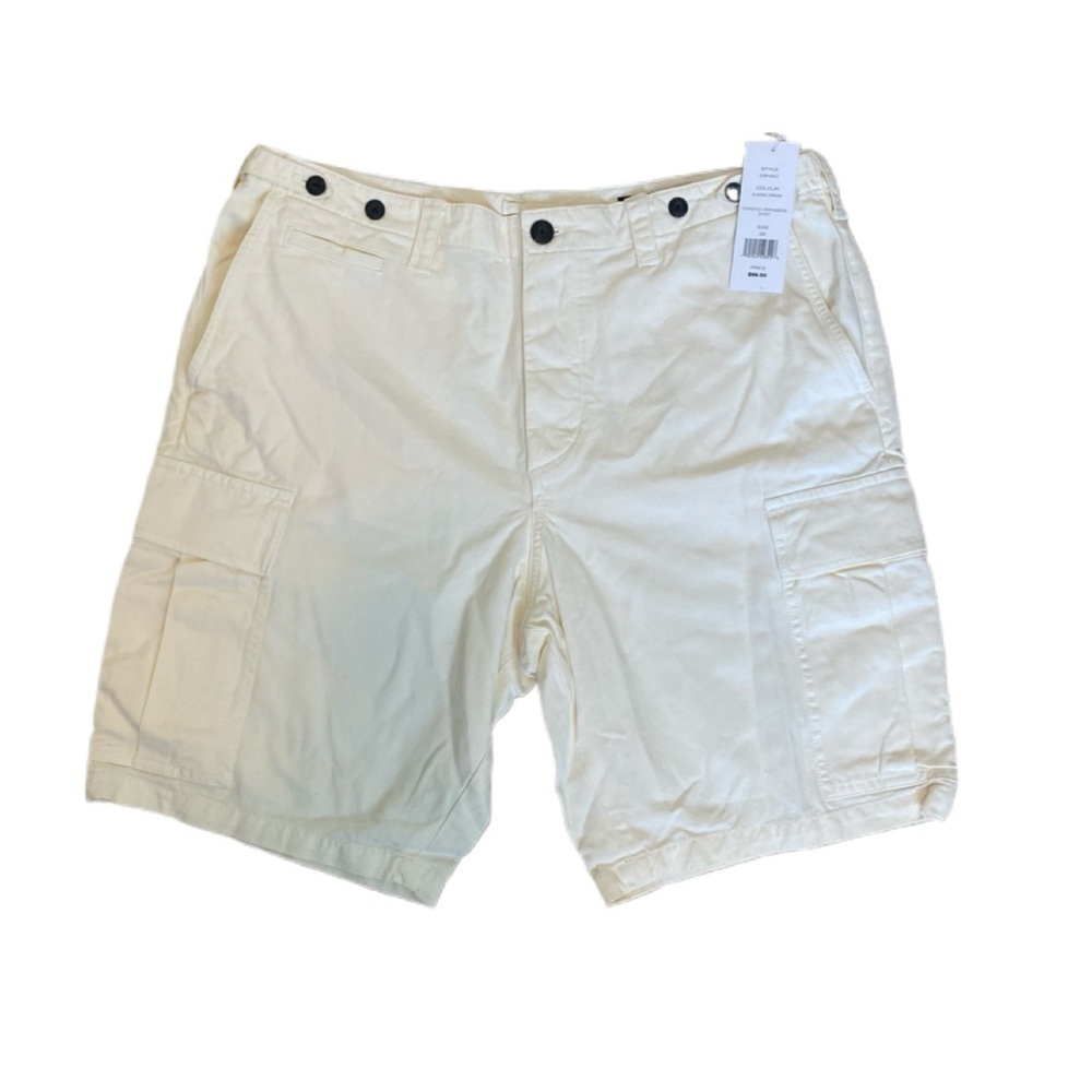 French Connection NWT Men’s Overdyed Herringbone Button Fly Shorts Sz 36 New